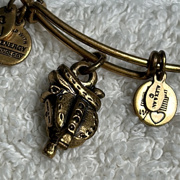 Alex and Ani gold metals adjustable bangle featuring a western saddle charm - Picture 3 of 7